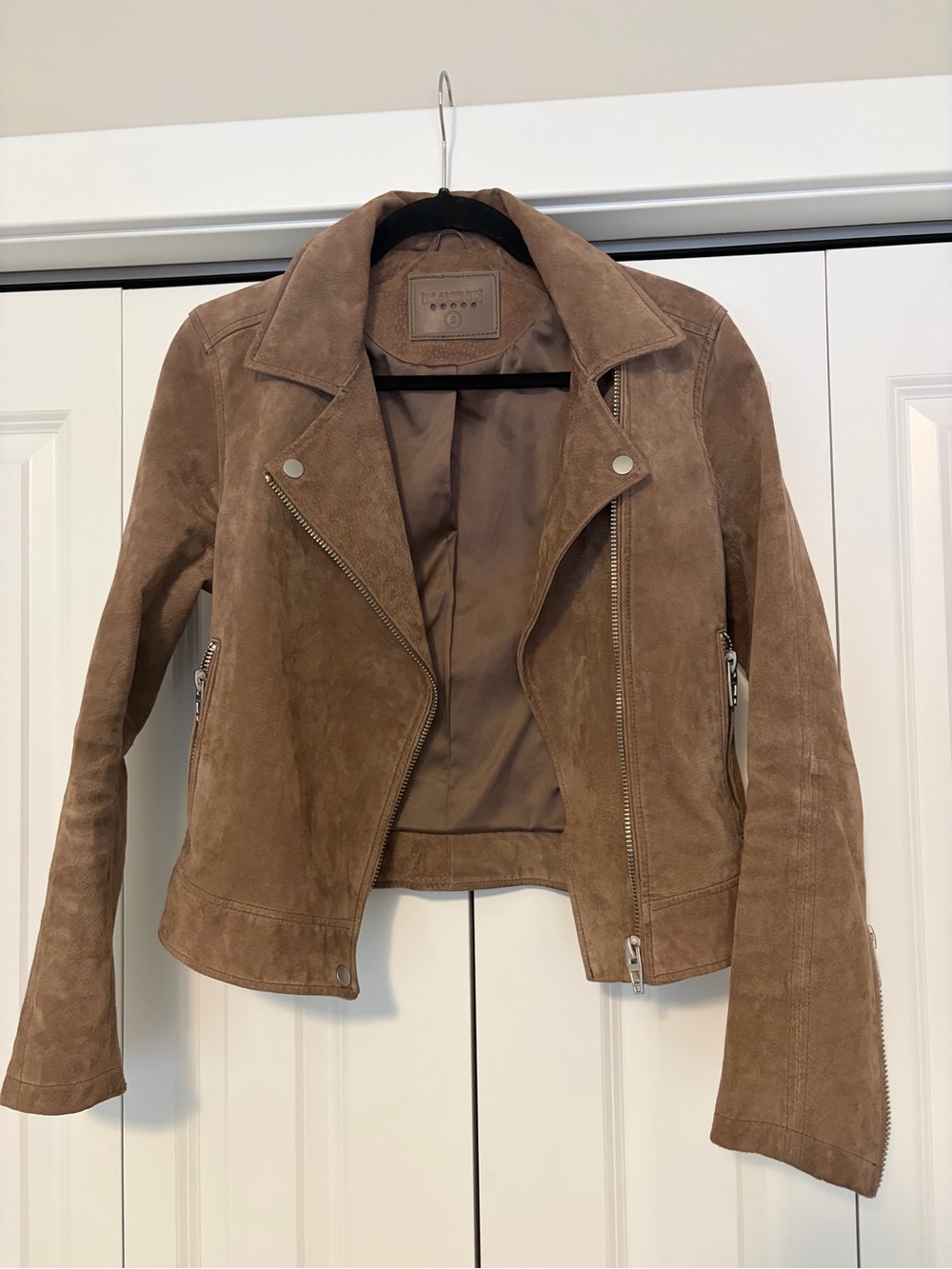 Blank NYC Suede Moto Jacket - tan / light brown size S
